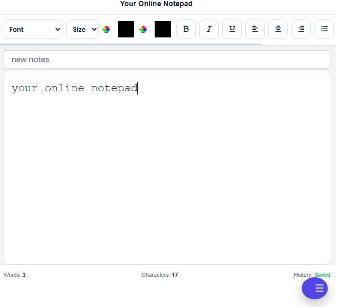 Rich text formatting toolbar in an online text editor