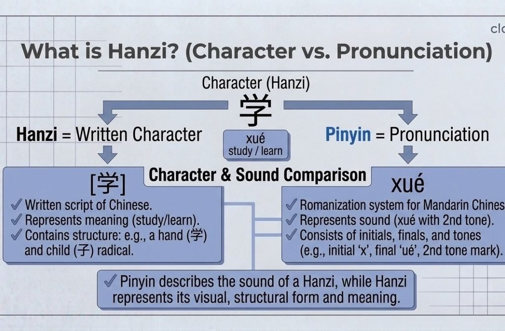 Hanzi and Pinyin pronunciation example