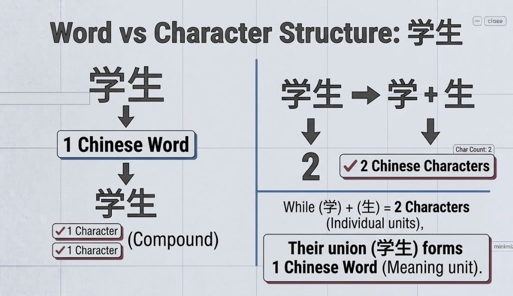 showing two Chinese characters forming one Chinese word